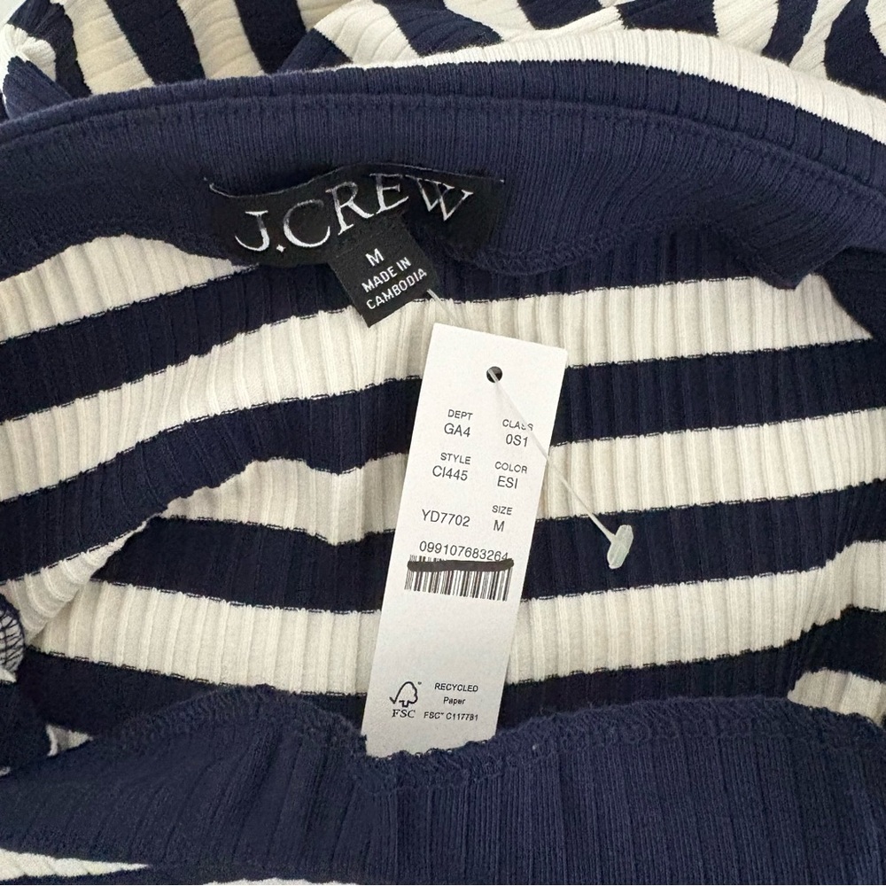 NWT J. Crew Knit Boatneck Midi Dress Stripe Even Stripe Ivory Navy - Picture 4 of 6